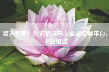 精选整理！附近借钱马上拿钱贷款平台，不容错过