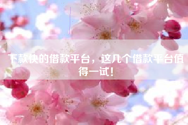 下款快的借款平台，这几个借款平台值得一试！