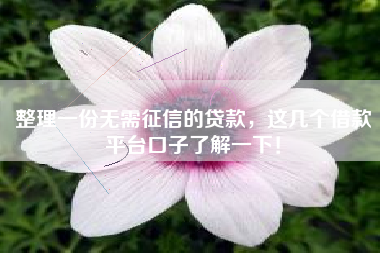 整理一份无需征信的贷款，这几个借款平台口子了解一下！