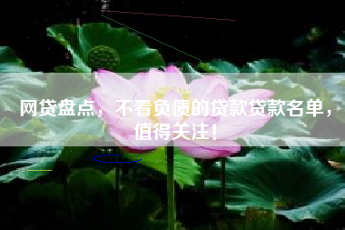 网贷盘点，不看负债的贷款贷款名单，值得关注！