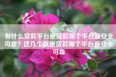 有什么贷款平台是贷款哪个平台最安全可靠？这几个就是贷款哪个平台最安全可靠