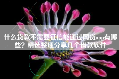 什么贷款不需要征信能通过网贷app有哪些？精选整理分享几个借款软件