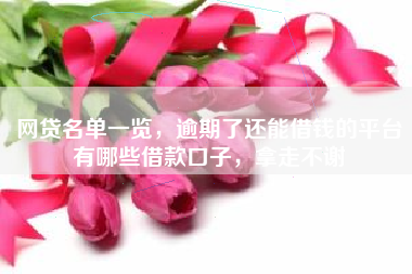 网贷名单一览，逾期了还能借钱的平台有哪些借款口子，拿走不谢