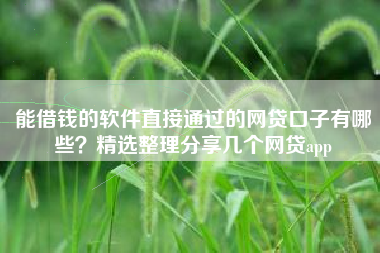 能借钱的软件直接通过的网贷口子有哪些？精选整理分享几个网贷app