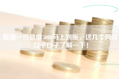 整理一份急借5000马上到账，这几个网贷口子口子了解一下！