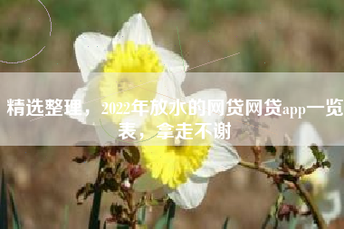 精选整理，2022年放水的网贷网贷app一览表，拿走不谢