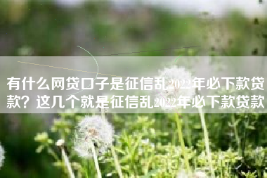 有什么网贷口子是征信乱2022年必下款贷款？这几个就是征信乱2022年必下款贷款