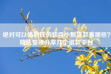 绝对可以借到钱的软件小额贷款有哪些？精选整理分享几个借款平台