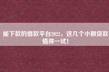 能下款的借款平台2022，这几个小额贷款值得一试！