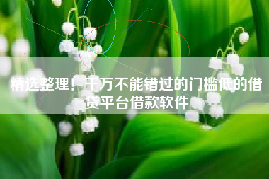 精选整理！千万不能错过的门槛低的借贷平台借款软件