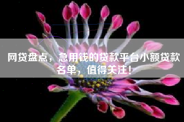 网贷盘点，急用钱的贷款平台小额贷款名单，值得关注！