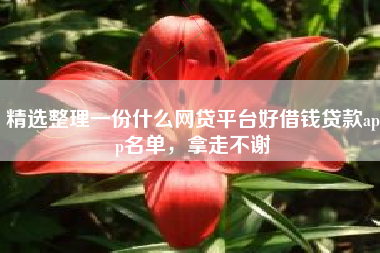 精选整理一份什么网贷平台好借钱贷款app名单，拿走不谢