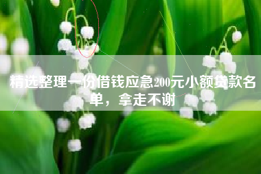 精选整理一份借钱应急200元小额贷款名单，拿走不谢
