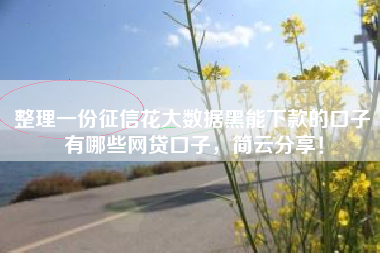 整理一份征信花大数据黑能下款的口子有哪些网贷口子，简云分享！