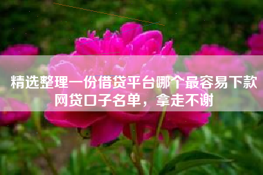 精选整理一份借贷平台哪个最容易下款网贷口子名单，拿走不谢