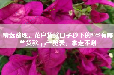 精选整理，花户贷款口子秒下的2022有哪些贷款app一览表，拿走不谢