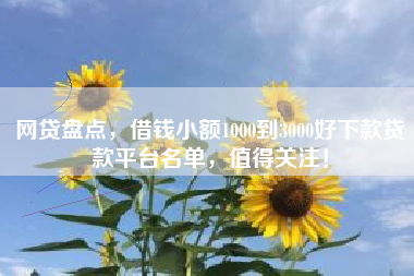 网贷盘点，借钱小额1000到3000好下款贷款平台名单，值得关注！