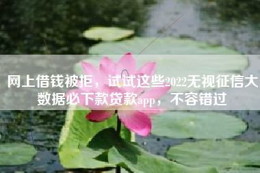 网上借钱被拒，试试这些2022无视征信大数据必下款贷款app，不容错过