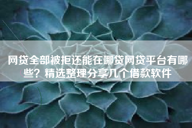 网贷全部被拒还能在哪贷网贷平台有哪些？精选整理分享几个借款软件