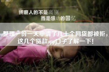 整理一份一天申请了几十个网贷都被拒，这几个贷款app口子了解一下！