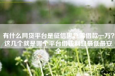 有什么网贷平台是征信黑急需借款一万？这几个就是哪个平台借钱利息最低最安全