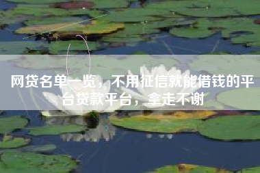 网贷名单一览，不用征信就能借钱的平台贷款平台，拿走不谢