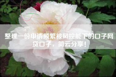整理一份申请频繁被风控能下的口子网贷口子，简云分享！