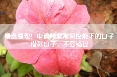 精选整理！申请频繁被风控能下的口子借款口子，不容错过