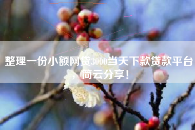 整理一份小额网贷3000当天下款贷款平台，简云分享！