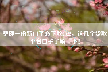 整理一份新口子必下款2022，这几个贷款平台口子了解一下！