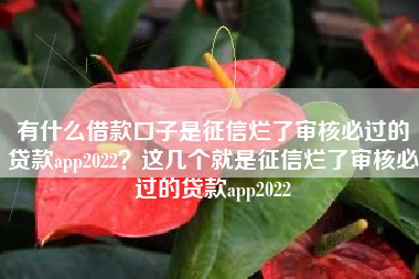 有什么借款口子是征信烂了审核必过的贷款app2022？这几个就是征信烂了审核必过的贷款app2022