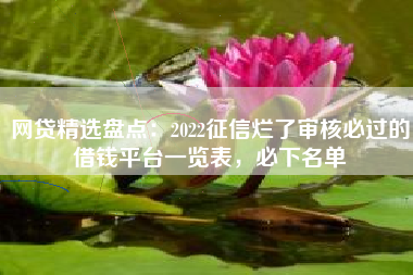 网贷精选盘点：2022征信烂了审核必过的借钱平台一览表，必下名单