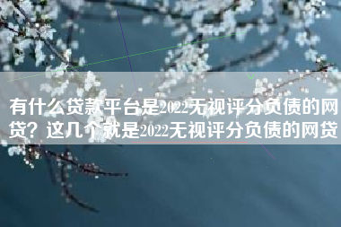 有什么贷款平台是2022无视评分负债的网贷？这几个就是2022无视评分负债的网贷