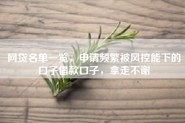 网贷名单一览，申请频繁被风控能下的口子借款口子，拿走不谢