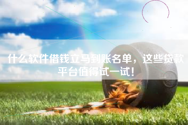 什么软件借钱立马到账名单，这些贷款平台值得试一试！