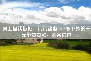 网上借钱被拒，试试这些2022必下款的千元小贷贷款，不容错过