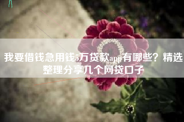 我要借钱急用钱5万贷款app有哪些？精选整理分享几个网贷口子
