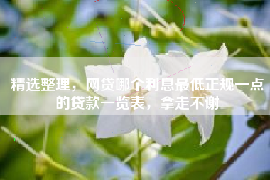精选整理，网贷哪个利息最低正规一点的贷款一览表，拿走不谢