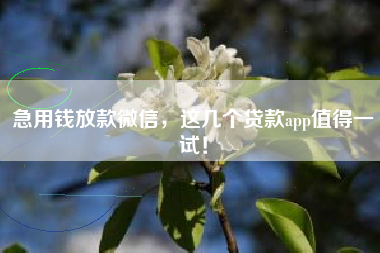 急用钱放款微信，这几个贷款app值得一试！