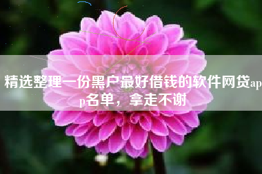 精选整理一份黑户最好借钱的软件网贷app名单，拿走不谢