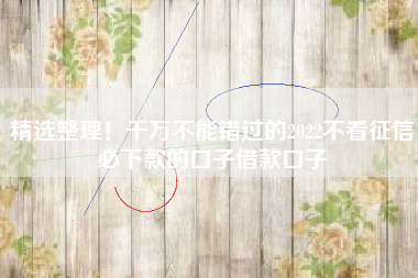 精选整理！千万不能错过的2022不看征信必下款的口子借款口子