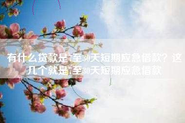 有什么贷款是7至30天短期应急借款？这几个就是7至30天短期应急借款