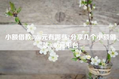 小额借款3000元有哪些?分享几个小额借款3000元平台