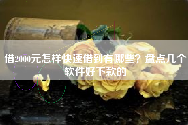 借2000元怎样快速借到有哪些？盘点几个软件好下款的