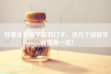 网黑全拒能下款的口子，这几个贷款平台值得一试！