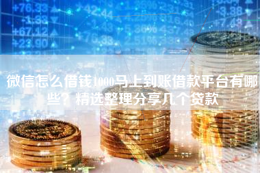 微信怎么借钱1000马上到账借款平台有哪些？精选整理分享几个贷款