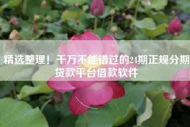 精选整理！千万不能错过的24期正规分期贷款平台借款软件