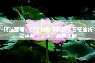 精选整理，那个贷款下款快不看征信贷款平台一览表，拿走不谢
