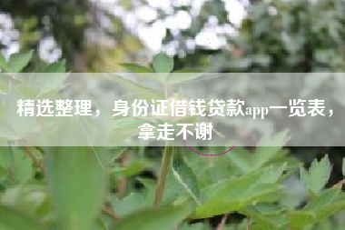 精选整理，身份证借钱贷款app一览表，拿走不谢