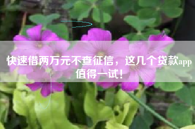 快速借两万元不查征信，这几个贷款app值得一试！